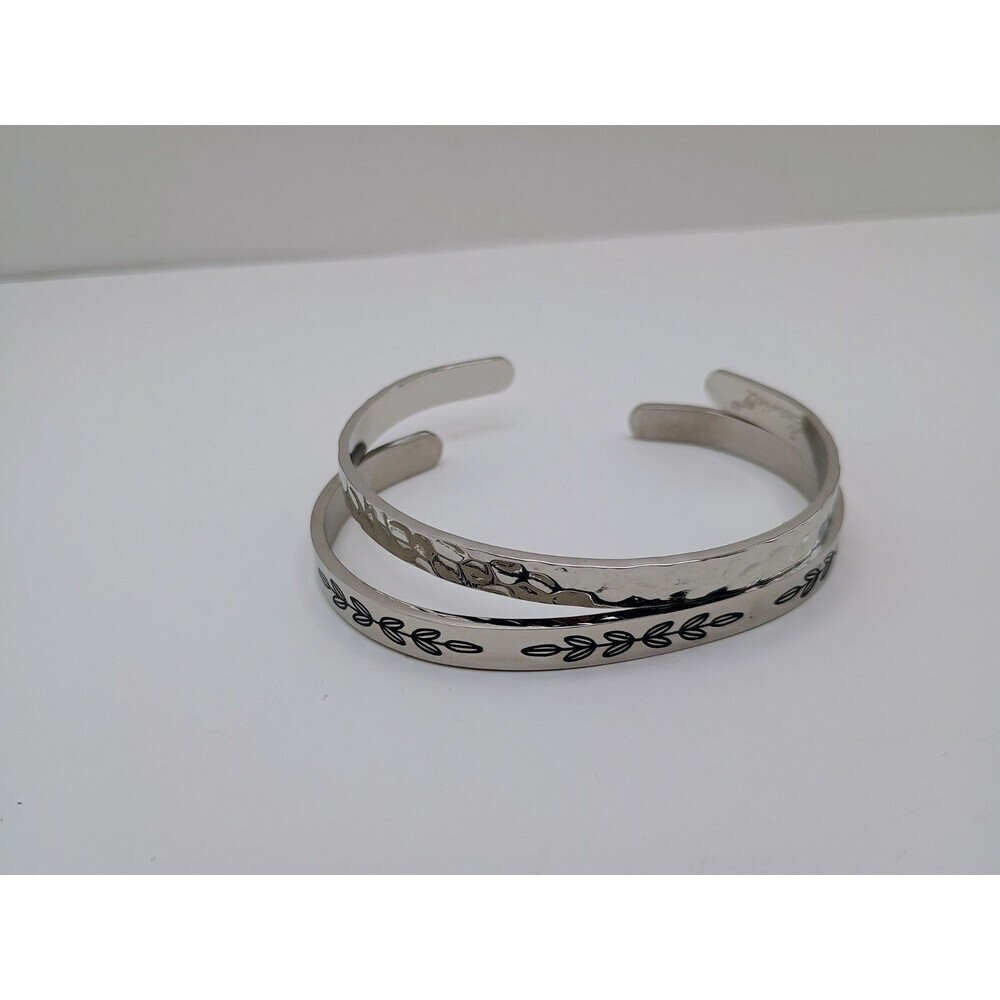 Stainless Steel Cuff Motivation Bracelets 2pc With Engraving Inside - Carviell - Picture 9 of 9